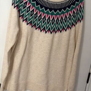 Old Navy Beige Sweater with Colorful Pattern